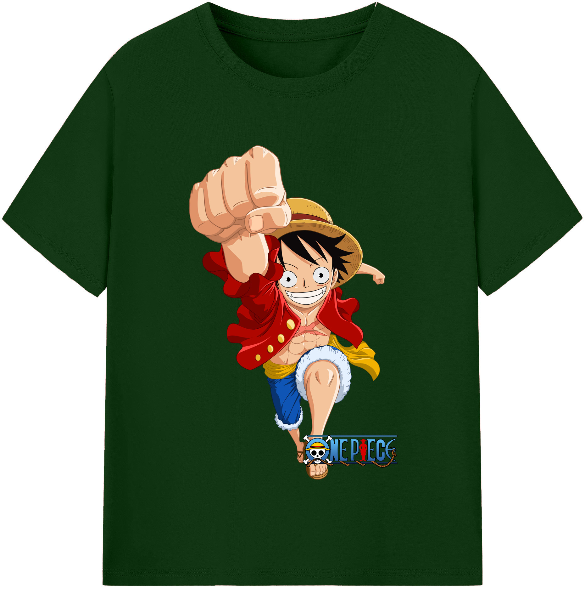 ワンピース モンキー・D・ルフィ ONE PIECE Monkey D. Luffy 綿100％半袖Tシャツ（フロントプリント）